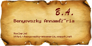 Benyovszky Annamária névjegykártya