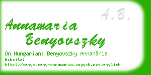 annamaria benyovszky business card